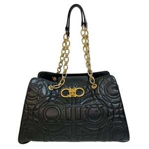 Salvatore Ferragamo quilted chain handbag, Gancini black, for women